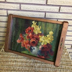 40's Poppy Floral "Trucolor" Picture Tray - Gallery Tray - 40's Decorative Tray